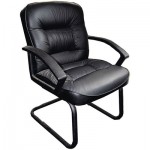 Кресло для посетителей Т-9908AXSN-Low-V черная кожа (Бюрократ)
