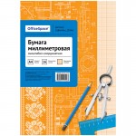 Бумага миллиметровая А4 210х295мм, оранжевый, скрепка 16л (OfficeSpace)