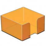 Подставка для бумажного блока  90х90х50мм, пластик, тонированный оранжевый (Стамм)