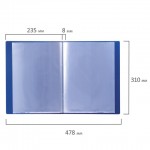 Папка с  10 файлами А4, карман, синий, 0,6мм (Brauberg)