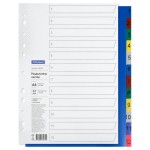 Разделитель А4 пластиковый, цифровая нумерация "1-12", 12 листов, цветной (OfficeSpace)