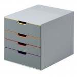 Бокс для документов "Varicolor", 4 закрытых выдвижных лотка, ассорти/серый (Durable)