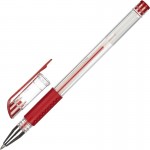 Ручка гелевая "Economy", прозрачный, 0,5 мм, резиновый упор, красный (Attache)