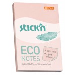 Бумага для заметок с клейким краем 51х76мм, 100л/шт, "Eco", пастельно-розовый (Stick'N)
