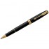 Ручка-роллер "Sonnet Matte Black GT", корпус-сталь, мат.лак, золото (Parker)